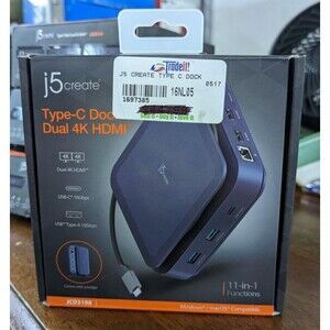 D- j5create Type-C Dock Dual 4K HDMI (JCD3198)  - Open Box